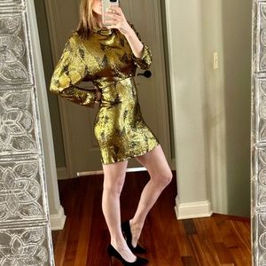 Sally Lapointe Dress Metallic Shift Dress ---HOT!